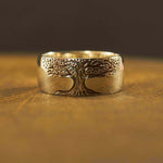 Tree of Life Ring with Simple Retro Carved Vintage Design