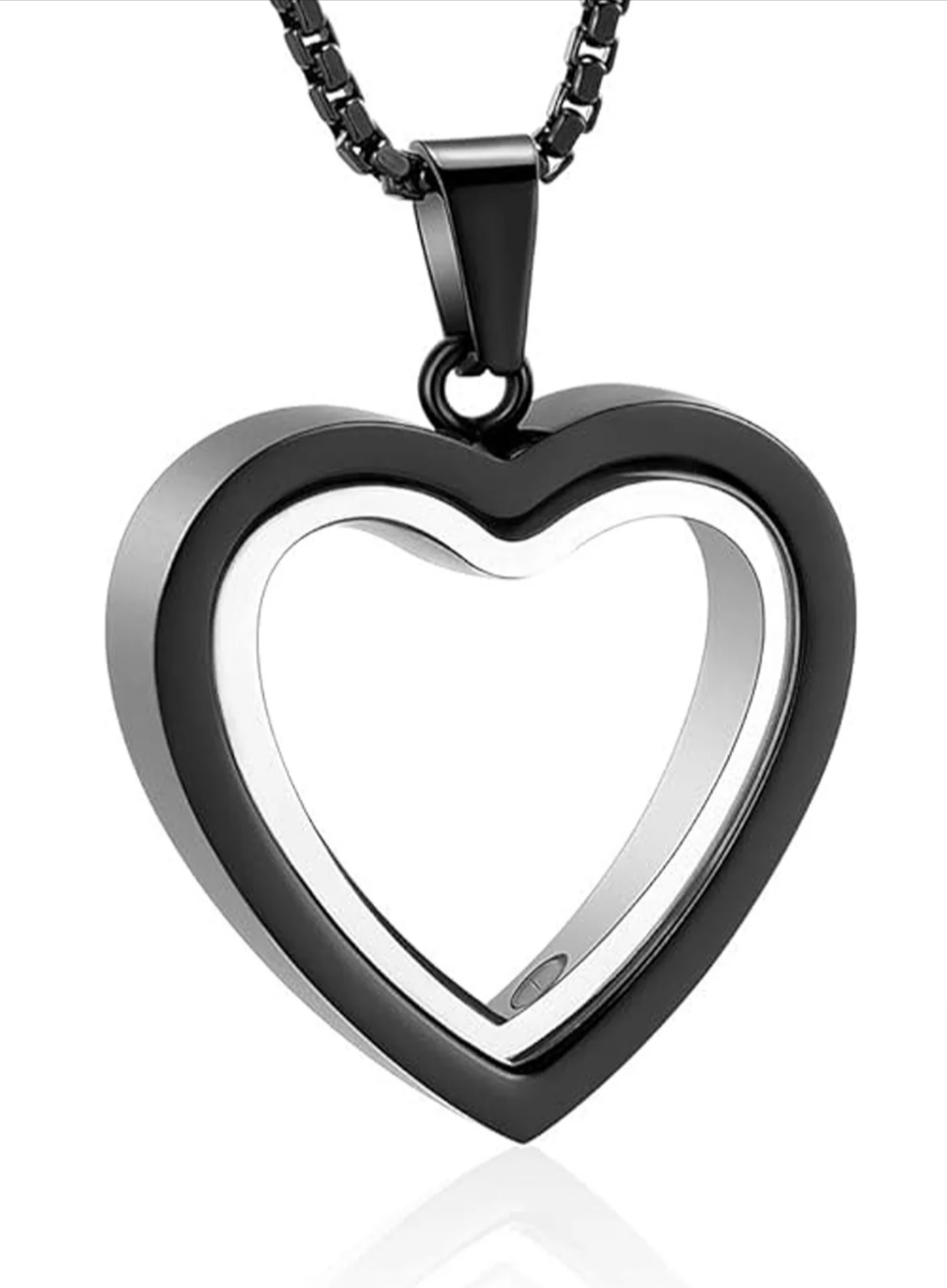 Heart-Shaped Cremation Pendant in Stainless Steel Memorial Necklace
