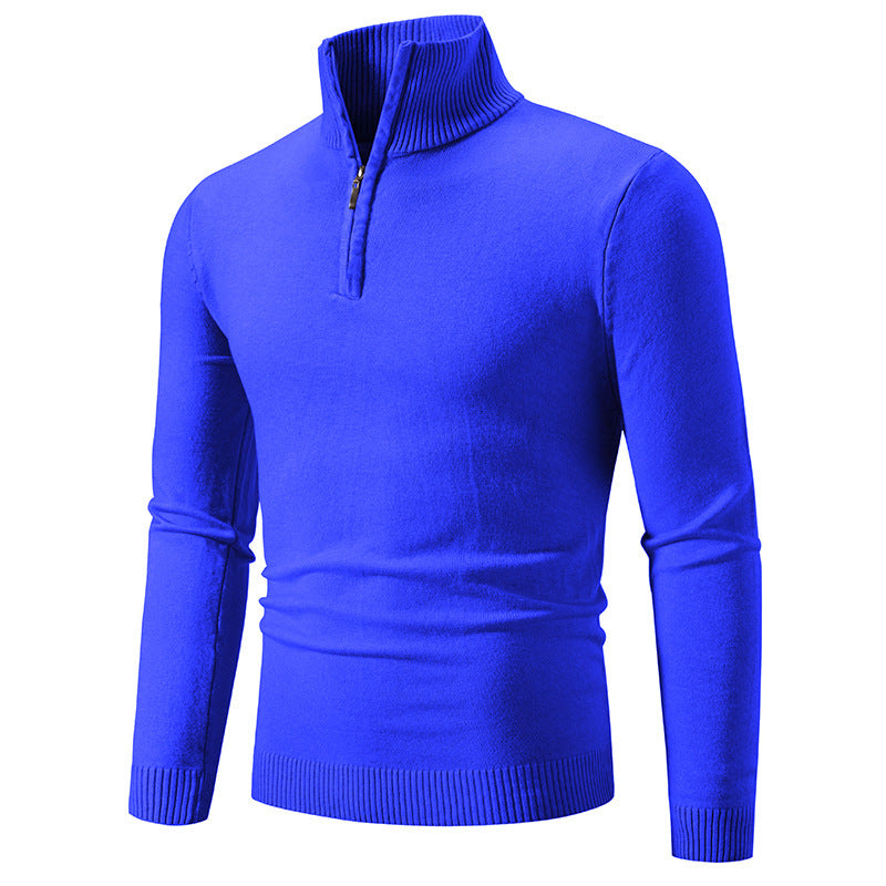 Men's Plus Size Fleece Zip Mock Neck Sweater with Half-Zip Design