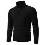 Men's Plus Size Fleece Zip Mock Neck Sweater with Half-Zip Design