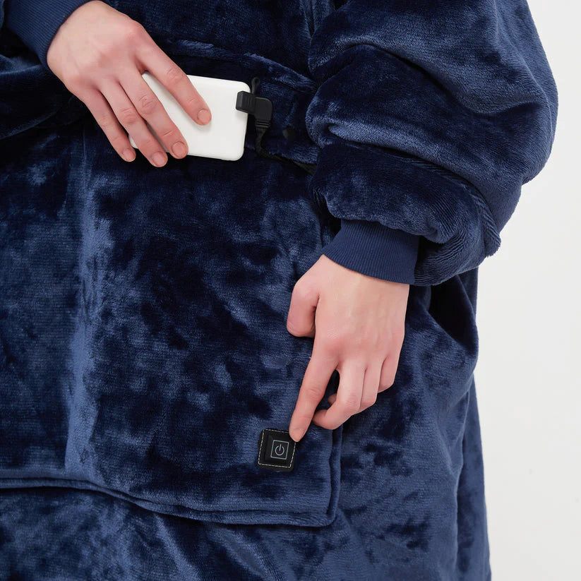 Heated Hoodie Blanket with Oversized Soft Fleece and Adjustable Heating