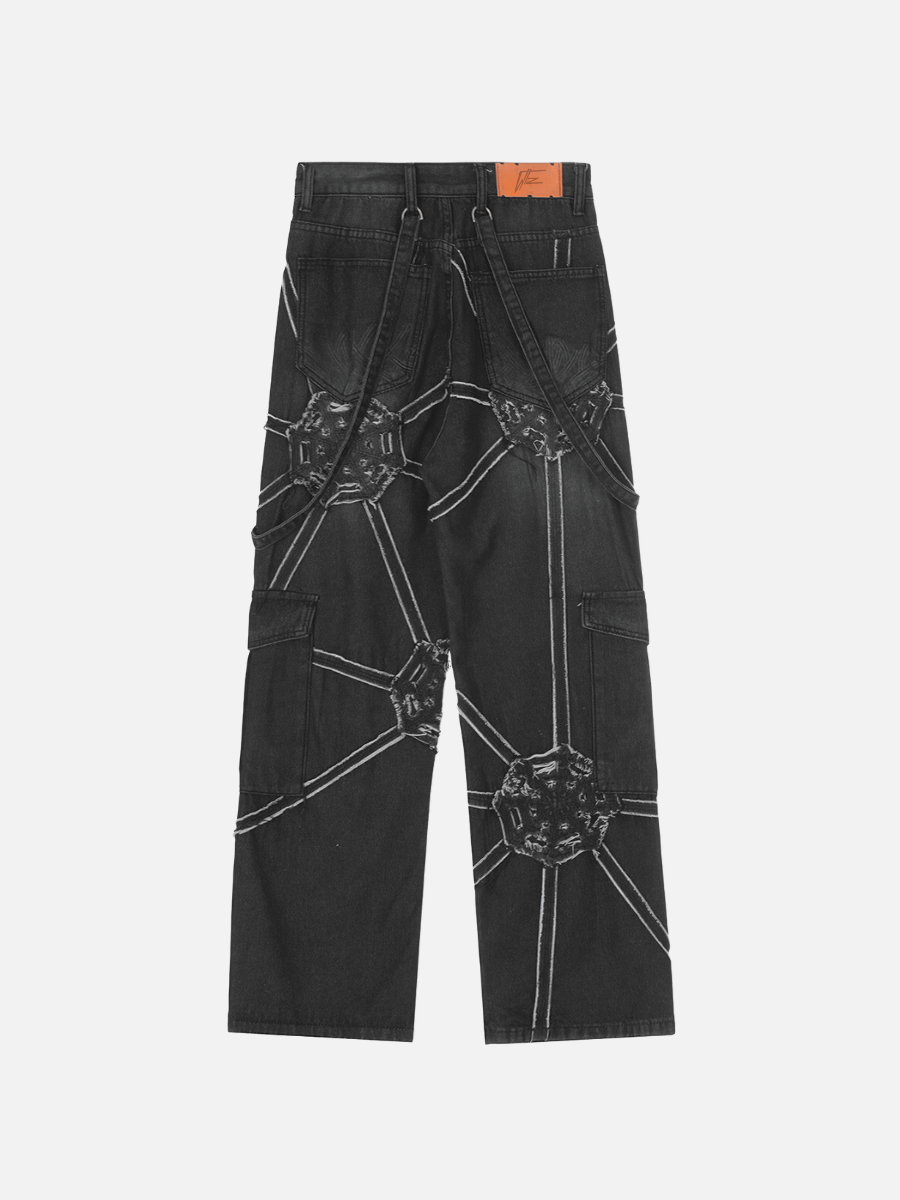 Spider Denim Pants with Trendy Streetwear Design