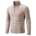 Men's Plus Size Fleece Zip Mock Neck Sweater with Half-Zip Design