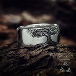 Tree of Life Ring with Simple Retro Carved Vintage Design