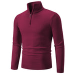 Men's Plus Size Fleece Zip Mock Neck Sweater with Half-Zip Design