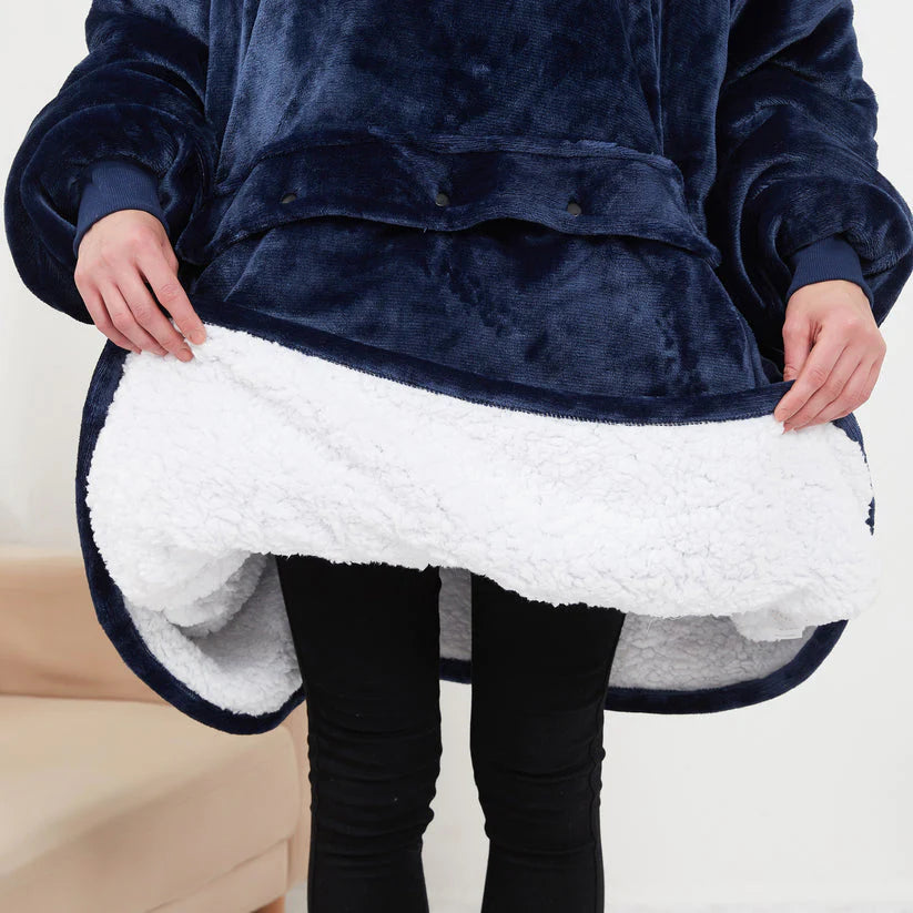 Heated Hoodie Blanket with Oversized Soft Fleece and Adjustable Heating