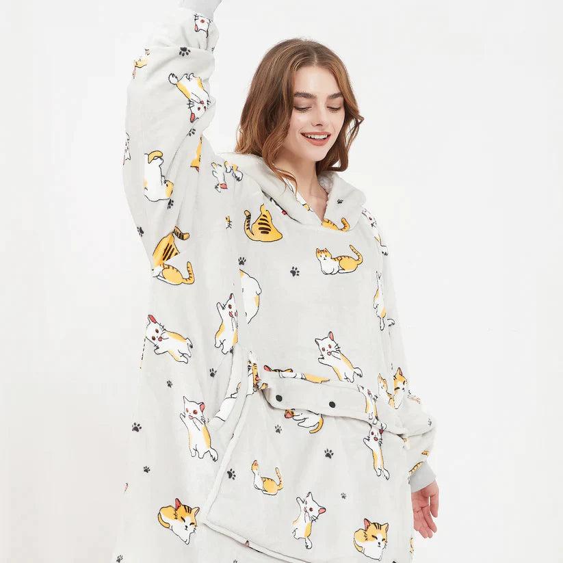 Heated Hoodie Blanket with Oversized Soft Fleece and Adjustable Heating