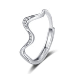 Water Wave Silver Ring with Elegant Fashion Wave Design