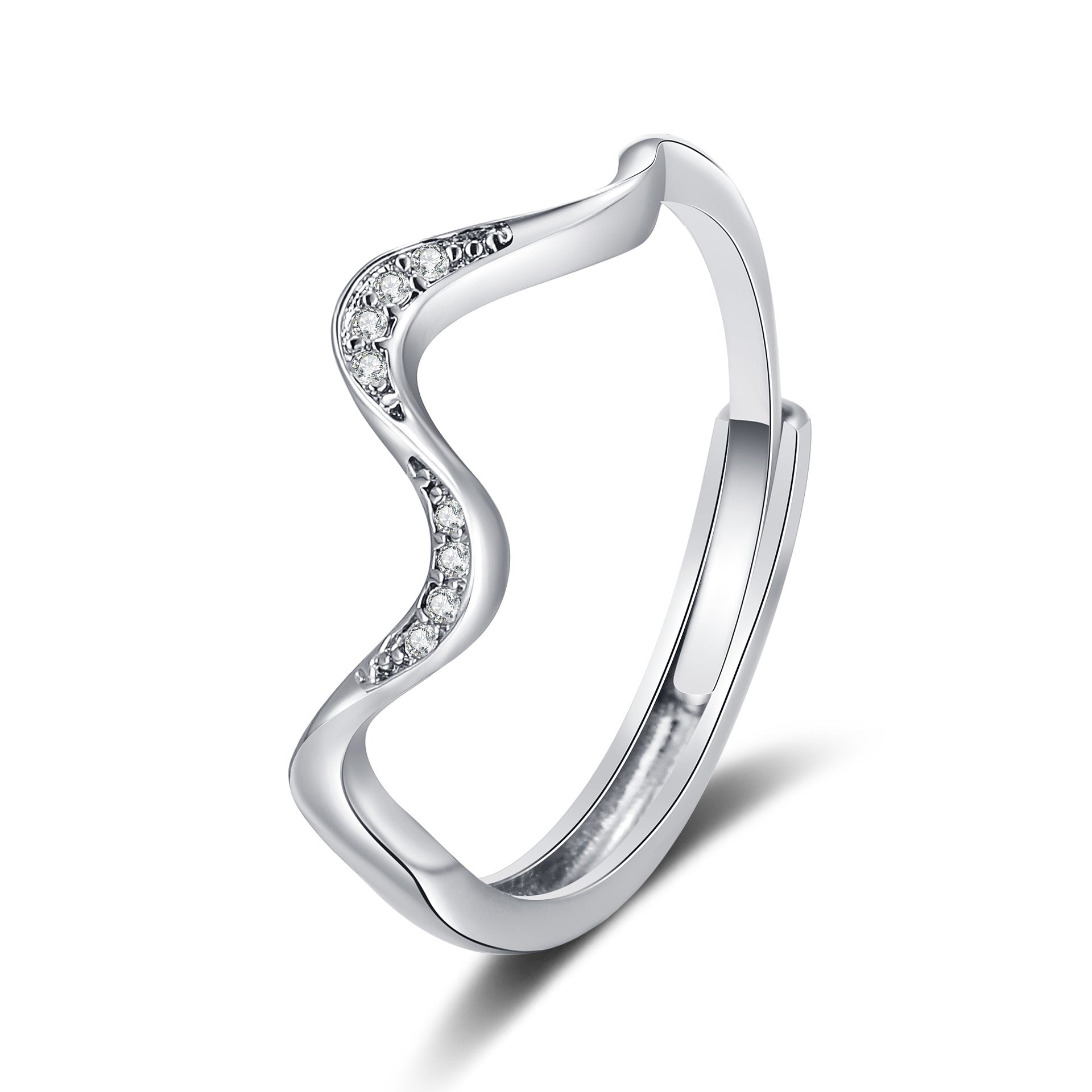 Water Wave Silver Ring with Elegant Fashion Wave Design
