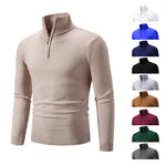 Men's Plus Size Fleece Zip Mock Neck Sweater with Half-Zip Design