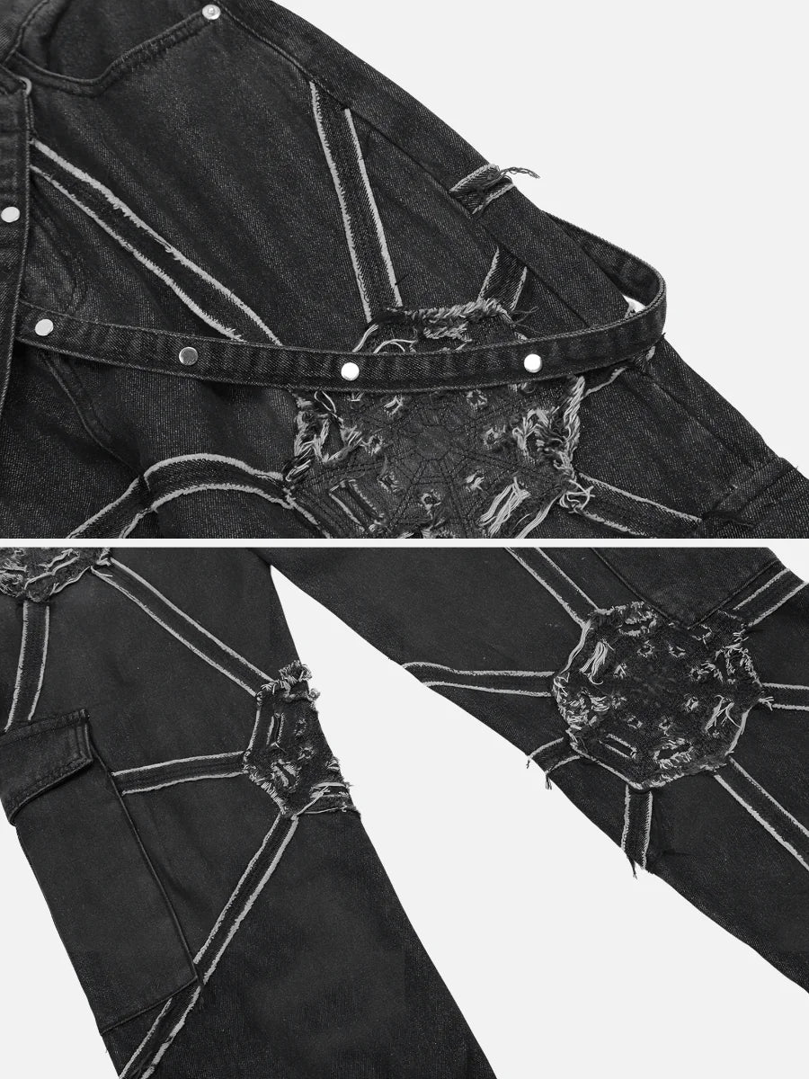 Spider Denim Pants with Trendy Streetwear Design