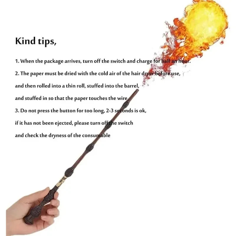 Fire Breathing Magic Wand Toy with LED Flame Effect for Kids