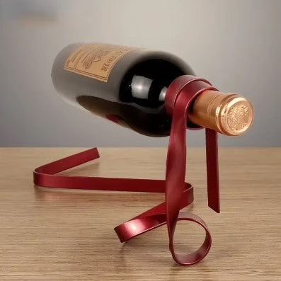 Ribbon Wine Rack Modern Metal Wine Bottle Holder for Home Décor