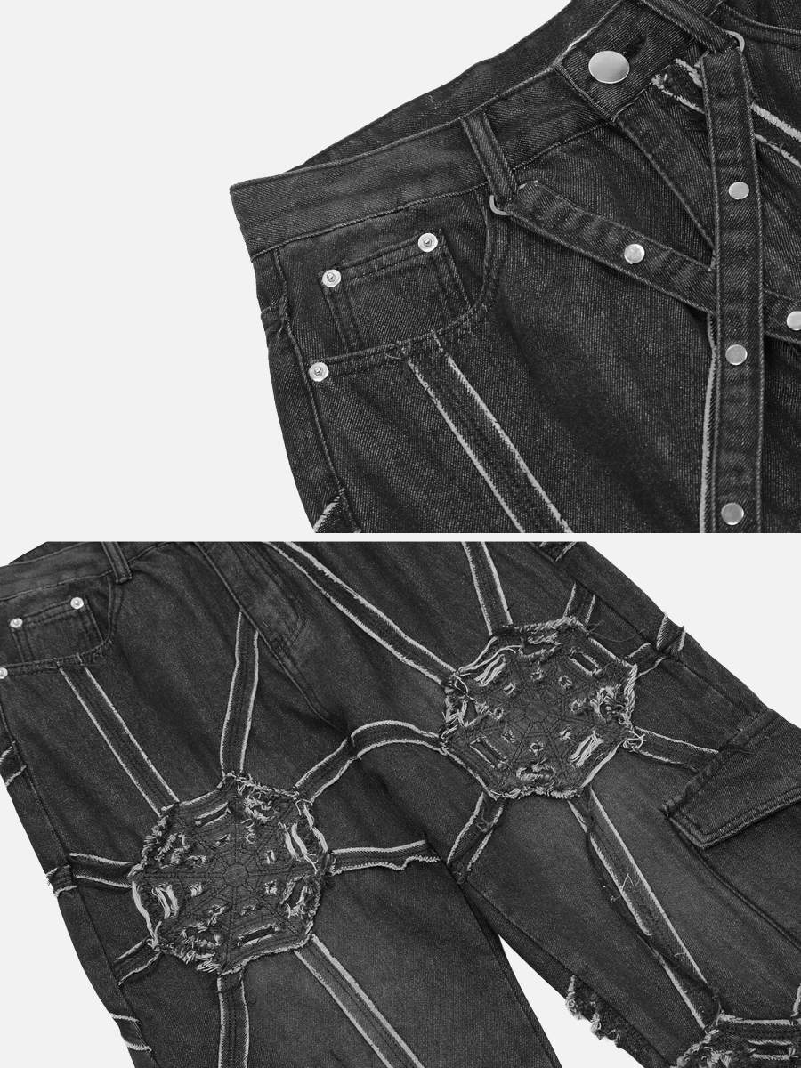 Spider Denim Pants with Trendy Streetwear Design