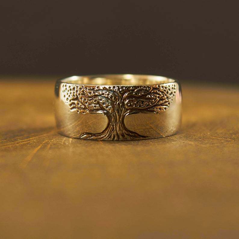 Tree of Life Ring with Simple Retro Carved Vintage Design