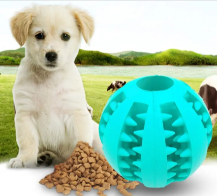 Interactive Rubber Slow Feeder Dog Ball Treat Dispensing Pet Toy