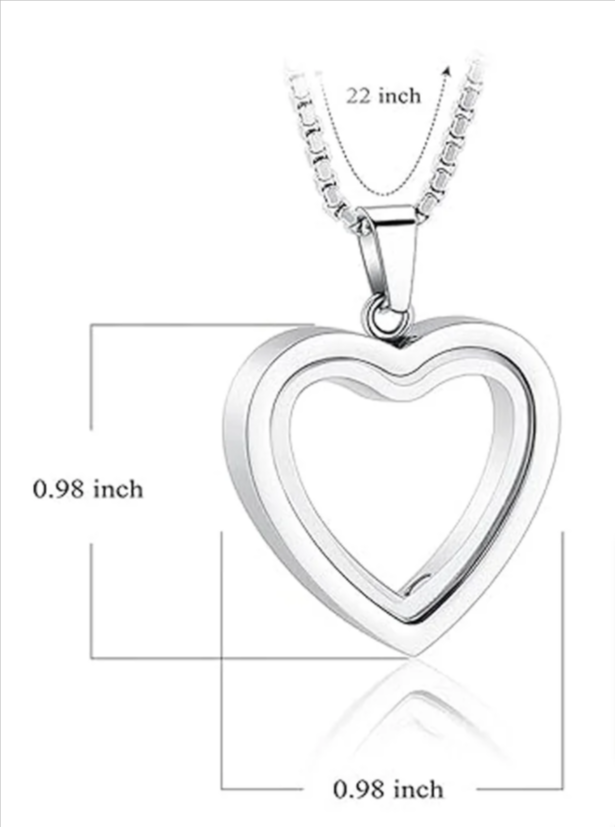 Heart-Shaped Cremation Pendant in Stainless Steel Memorial Necklace