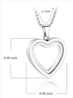 Heart-Shaped Cremation Pendant in Stainless Steel Memorial Necklace