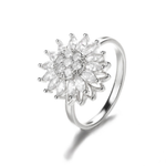 Sunflower Rotation Ring Stainless Steel Spinner Ring with Floral Design