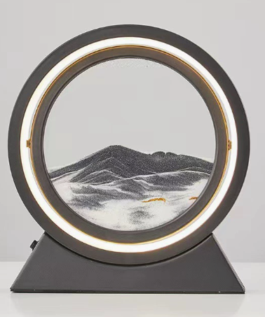 Moving Sand Art Landscape Table Lamp with LED Ambient Lighting and Flowing Sand Design