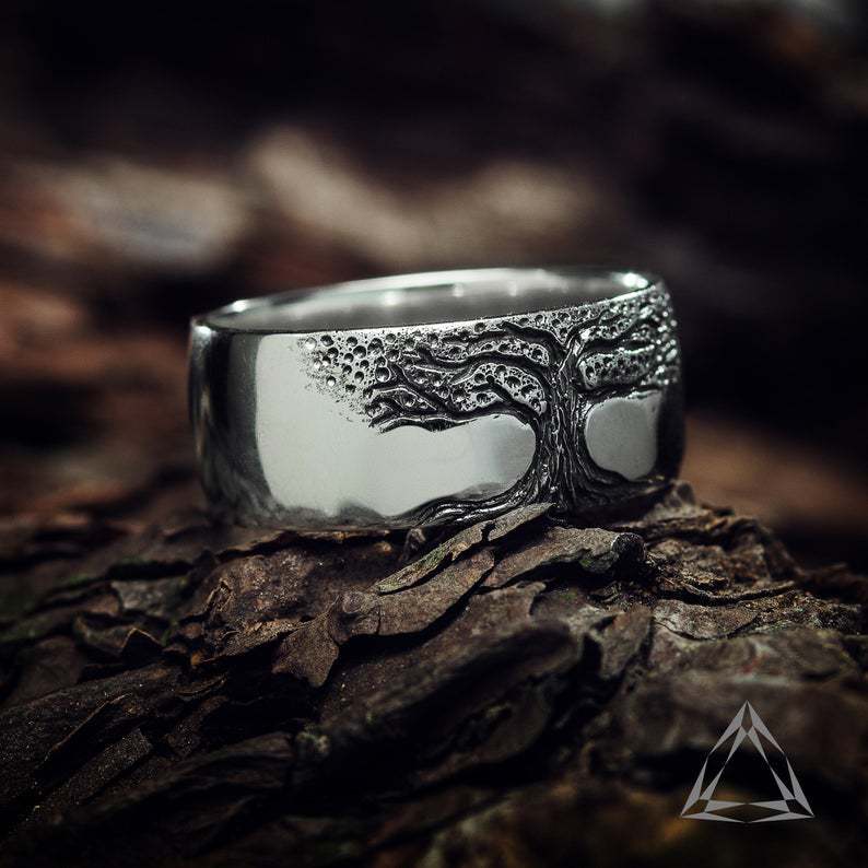 Tree of Life Ring with Simple Retro Carved Vintage Design