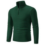 Men's Plus Size Fleece Zip Mock Neck Sweater with Half-Zip Design