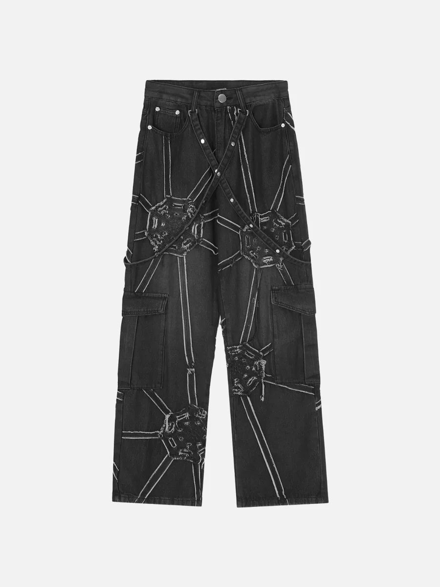 Spider Denim Pants with Trendy Streetwear Design