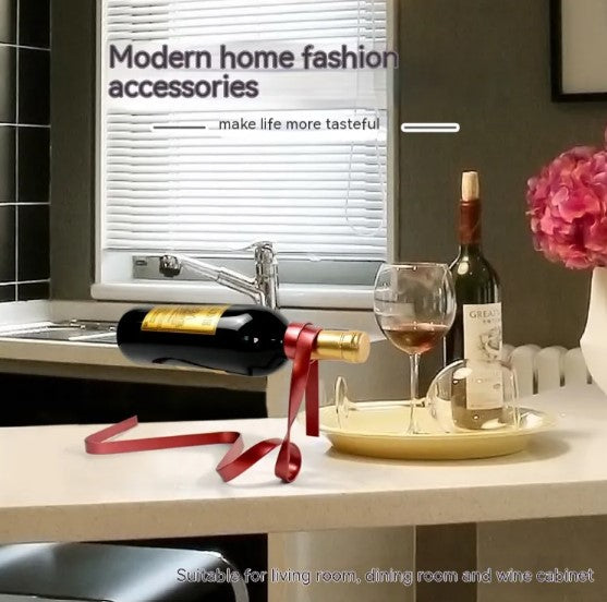 Ribbon Wine Rack Modern Metal Wine Bottle Holder for Home Décor
