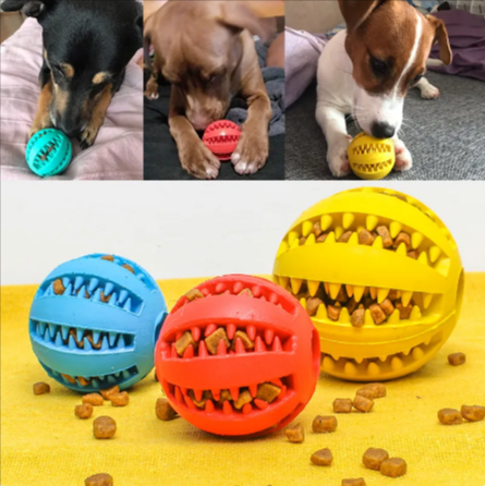 Interactive Rubber Slow Feeder Dog Ball Treat Dispensing Pet Toy