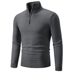Men's Plus Size Fleece Zip Mock Neck Sweater with Half-Zip Design