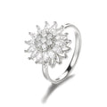 Sunflower Rotation Ring Stainless Steel Spinner Ring with Floral Design