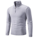 Men's Plus Size Fleece Zip Mock Neck Sweater with Half-Zip Design